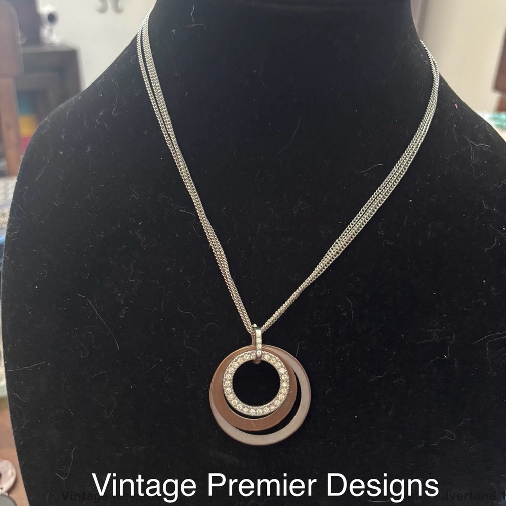 Premier Designs Silver and Brown Pendant Necklace